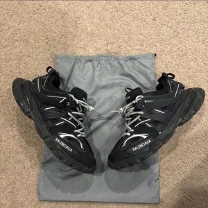 Balenciaga Black and Silver Athletic Shoes